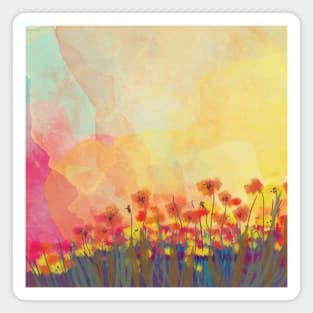 Watercolor field of flowers Magnet